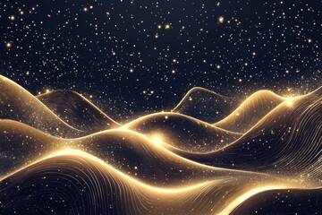 Sticker - Starry sky background with glowing Golden Lightning