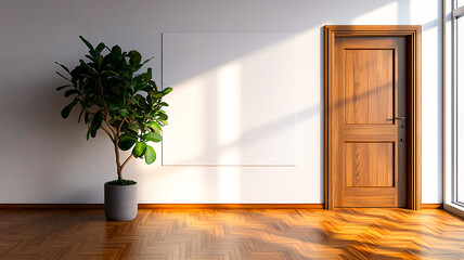 Poster - Canvas mockup in empty room with parquet floor