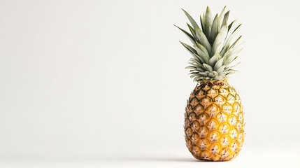 Wall Mural - A single ripe pineapple stands against a neutral background, highlighting its vibrant color and unique texture in a minimalist setting