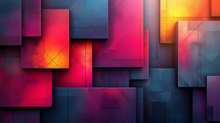 Poster - Colorful abstract geometric patterns in vibrant shades of red, blue, and orange create a striking visual composition