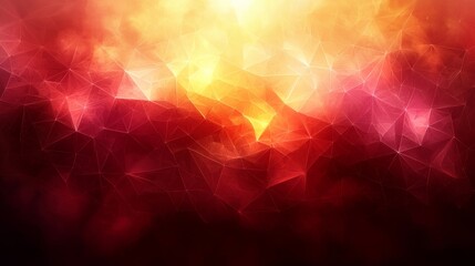 Poster - Abstract geometric pattern with warm hues of red, orange, and yellow creating a vibrant digital background
