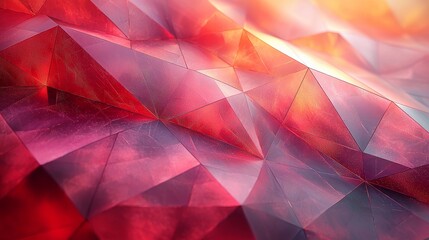 Poster - The interplay of light and geometric shapes in a vibrant red and orange abstract texture creates a stunning visual effect