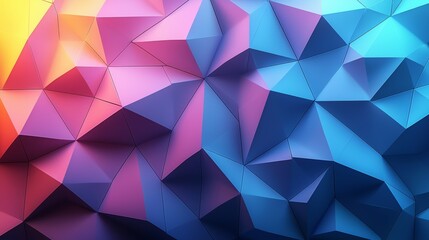 Poster - Abstract geometric shapes with vibrant gradients in shades of pink, purple, and blue create a dynamic visual texture