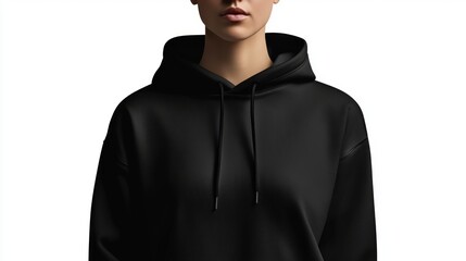 Black Hoodie Mockup on White Background