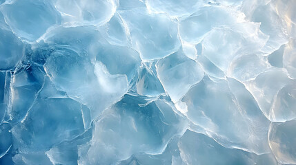 Poster - Close-up of translucent ice pieces in varying shades of blue.