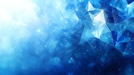 Poster - Bright blue abstract background featuring geometric shapes and soft light reflections