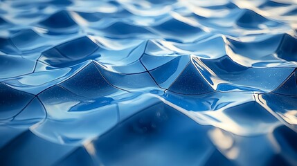 Aufkleber - Abstract close-up of glossy blue waves creating a dynamic texture in contemporary design at a modern art exhibit