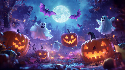 halloween background with pumpkins