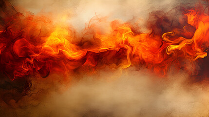 Aufkleber - Vivid abstract representation of swirling flames in vibrant orange and red hues against a smoky backdrop