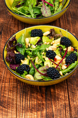 Wall Mural - Salad with blackberries, avocado and microgreens.