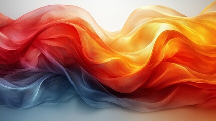 Aufkleber - Colorful textile waves flowing in vibrant patterns with hints of red, orange, and blue under soft lighting