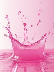 A striking pink liquid splash on a clean background, designed for advertising with plenty of copy space