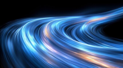 Poster - Dynamic swirl of blue and orange light trails in a dark background capturing movement and energy at night