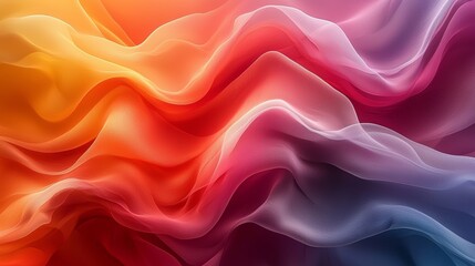 Aufkleber - colorful flowing waves of fabric create a vibrant abstract composition in warm and cool tones during