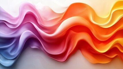 Aufkleber - Colorful abstract waves flowing harmoniously, showcasing vibrant gradients of purple, pink, orange, and yellow in a smooth pattern