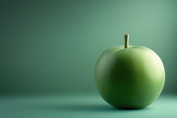 Poster - Single Green Apple on Simple Green Background