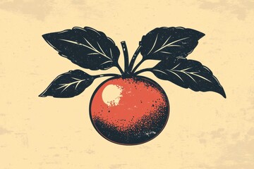 Sticker - Vintage Orange Illustration with Leafy Accents