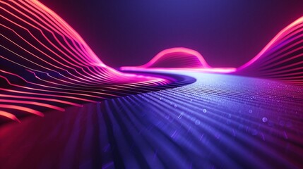 Abstract wave patterns in vibrant pink and purple hues, evoking a sense of depth and movement in a digital landscape.