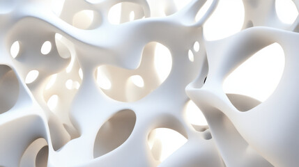 Sticker - Abstract organic structure with smooth curves and holes, resembling a porous material.