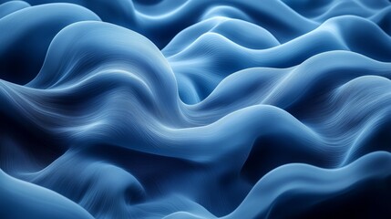 Aufkleber - Dynamic abstract waves in deep blue tones create a textured and fluid appearance, embodying movement and tranquility in their form