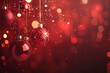 © Nipattha - Festive red holiday background adorned with red ball decorations and snowflakes. Christmas day