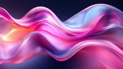 Poster - flowing waves of vibrant pink and blue colors create a mesmerizing abstract design with a smooth and