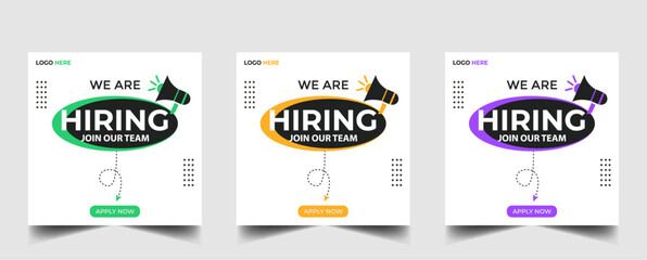 Wall Mural - We are hiring recruitment open job vacancy design vector social media post banner template or web banner layout
