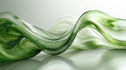 Aufkleber - Beautifully flowing green abstract wave design with smooth curves and gradients in soft light