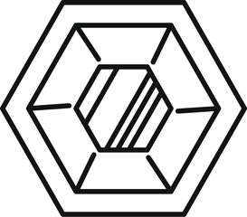 Poster - line art vector of a hexagon combining with a smaller hexagon, giving a satisfying feeling of perspe