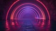 © Tackey - Vibrant neon arches illuminate a reflective corridor, creating a captivating and futuristic atmosphere in this digital space.
