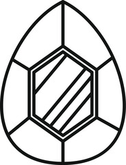 Poster - line art vector drawing of a faceted teardrop gemstone, simple icon style perfect for jewelry busine