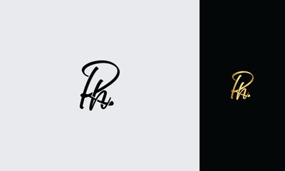 Aufkleber - Initial letter RH luxury golden color,overlapping Shape Signature Monogram elegant monogram logo