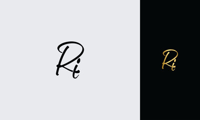 Aufkleber - Initial letter RI luxury golden color,overlapping Shape Signature Monogram elegant monogram logo