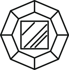 Poster - octagon window frame with glass reflecting sunlight line art icon for apps and websites