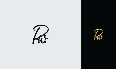 Aufkleber - Initial letter RW luxury golden color,overlapping Shape Signature Monogram elegant monogram logo