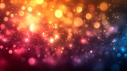 Poster - Colorful bokeh background with vibrant lights in shades of orange, pink, and blue creating a dreamy atmosphere at night