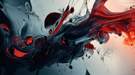 Wall Mural - Abstract swirling colors of red and black create a dynamic visual effect.