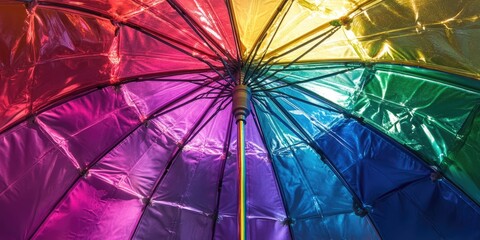 Canvas Print - Colorful Umbrella Canopy with a Rainbow Pattern