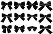 © QITIAN - Variety of black bows in various styles and sizes on a neutral background.
