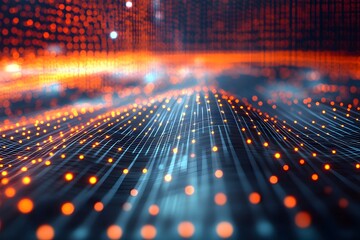 Poster - Abstract digital landscape with glowing particles