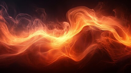 Poster - Vibrant orange flames dancing across a dark background, creating a mesmerizing visual display of fire in motion