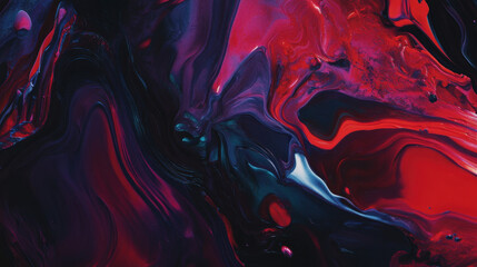 Wall Mural - Abstract swirling patterns in vibrant red and black hues.