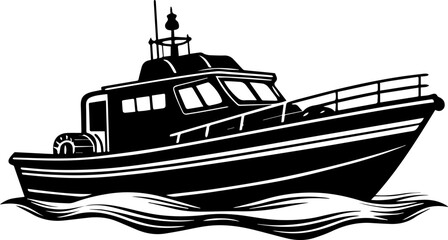 rescue boat silhouette vector illustration