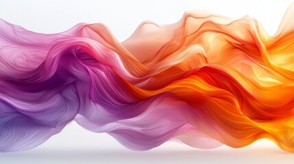 Poster - colorful abstract flowing fabric or smoke patterns with shades of purple, orange, and pink on a soft