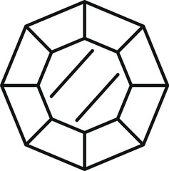 Poster - Octagon gemstone shining with facets line icon, crystal concept, brilliant sign on white background, gemstone icon in outline style for mobile and web design