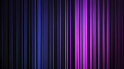 Minimalistic striped banner. Abstract background with holographic shimmering vertical purple lines on black background. Trendy design of futuristic texture. Modern dynamic wallpaper with copy space.