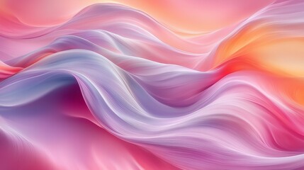 Poster - Soft pink and lavender waves gracefully undulate, creating a serene and colorful abstract landscape that evokes tranquility and harmony