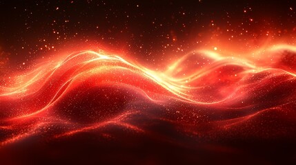 Poster - Abstract red waves illuminate a dark background, creating a captivating visual effect during a digital art display