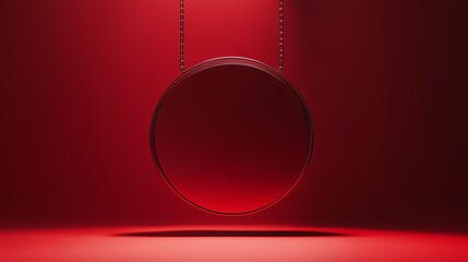 Poster - A minimalist red background with a round shape in the center, featuring a prominent chain.