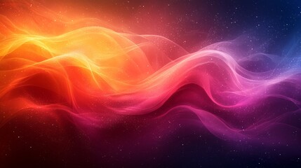 Poster - Colorful abstract waves of light flowing through a dark background in a mesmerizing display of vibrant hues and gradients
